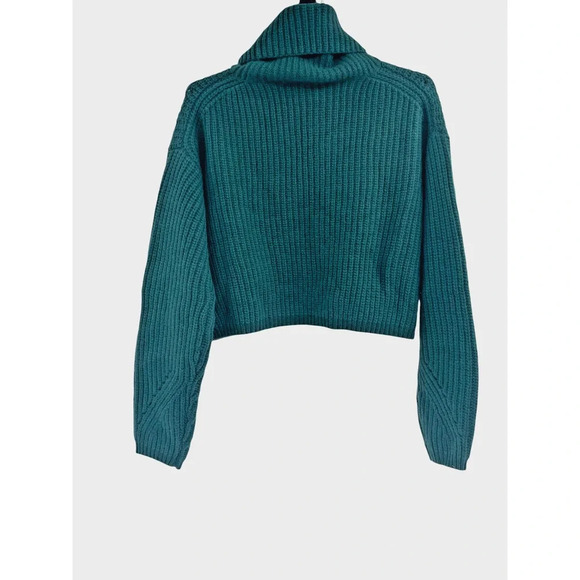 Thakoon Womens Pointelle Turtleneck Sweater Merino Wool Dark Green Size XS NWT - Picture 4 of 8